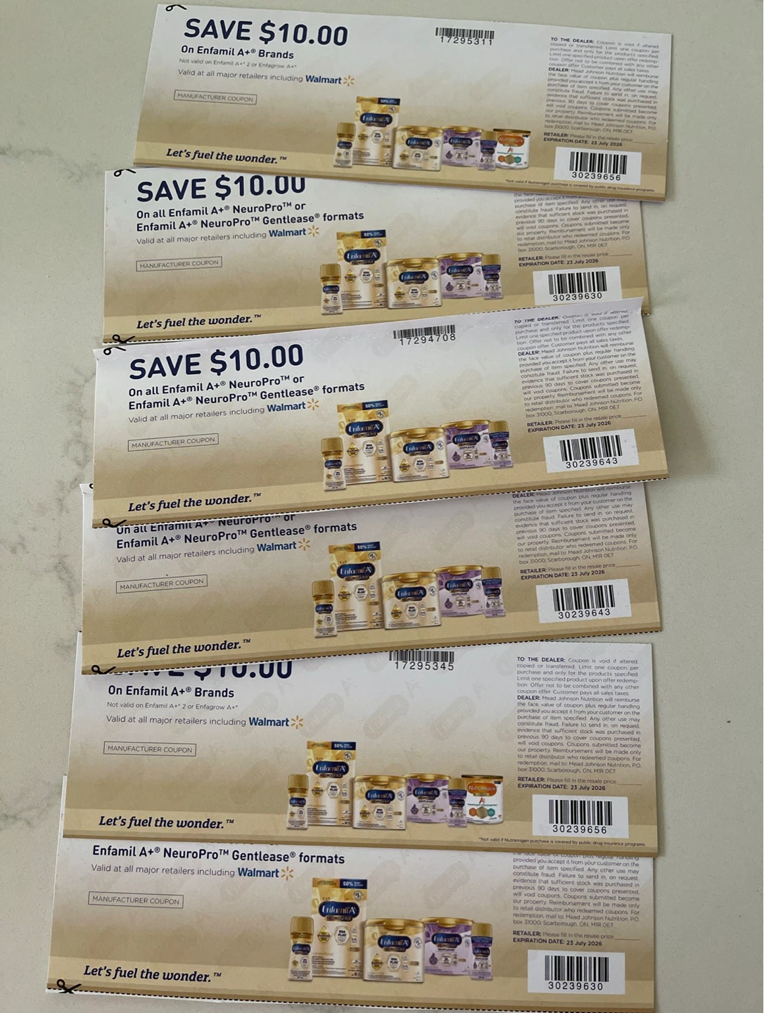 6 × $10 Enfamil coupons