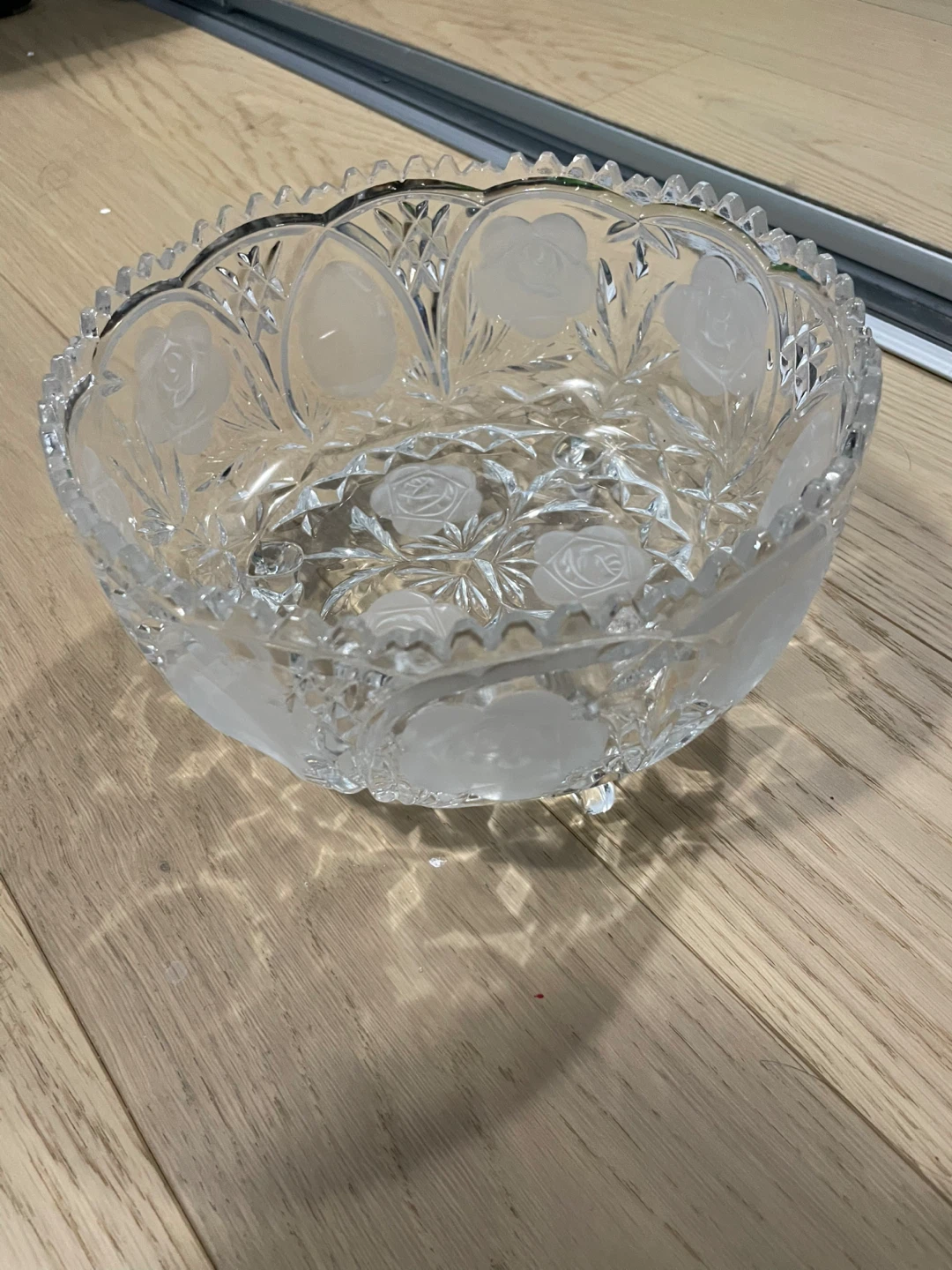 Crystal Glass Bowl with Rose Etching - photo 2