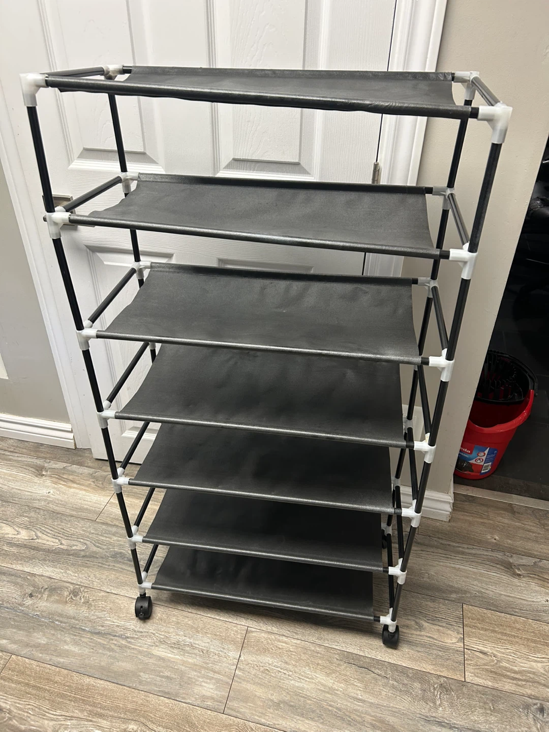 6-Tier Black Shoe Rack with Wheels