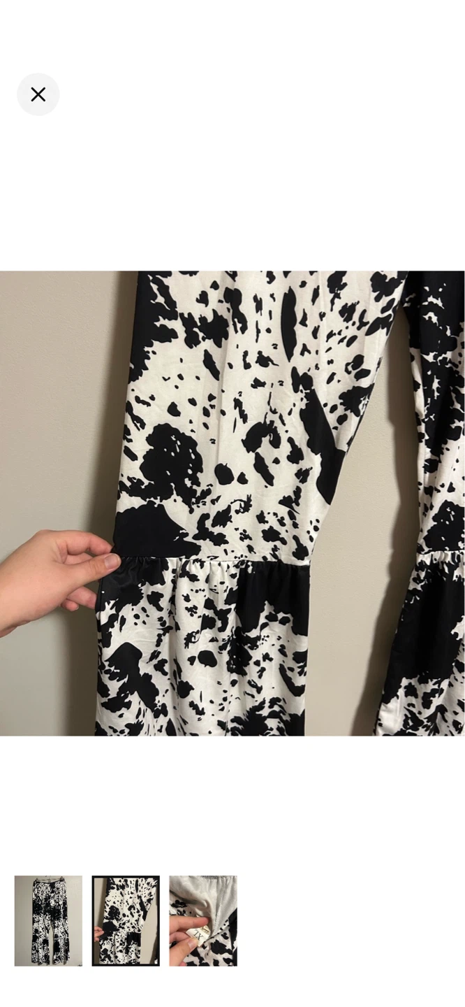 Black and White Splatter Print Wide Leg Pants - photo 2