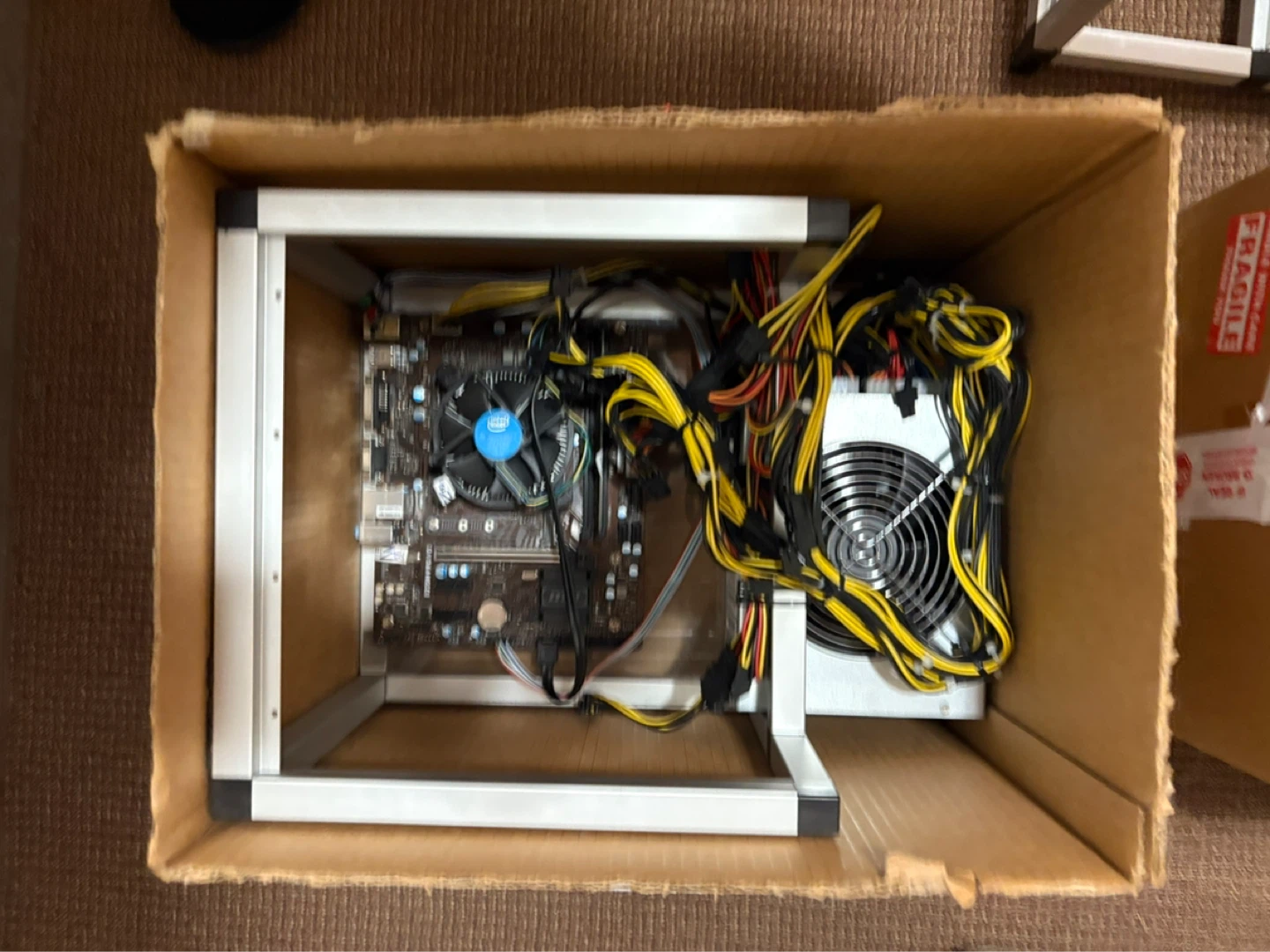 Open Air Mining Rig Frame with Motherboard and PSU - photo 3