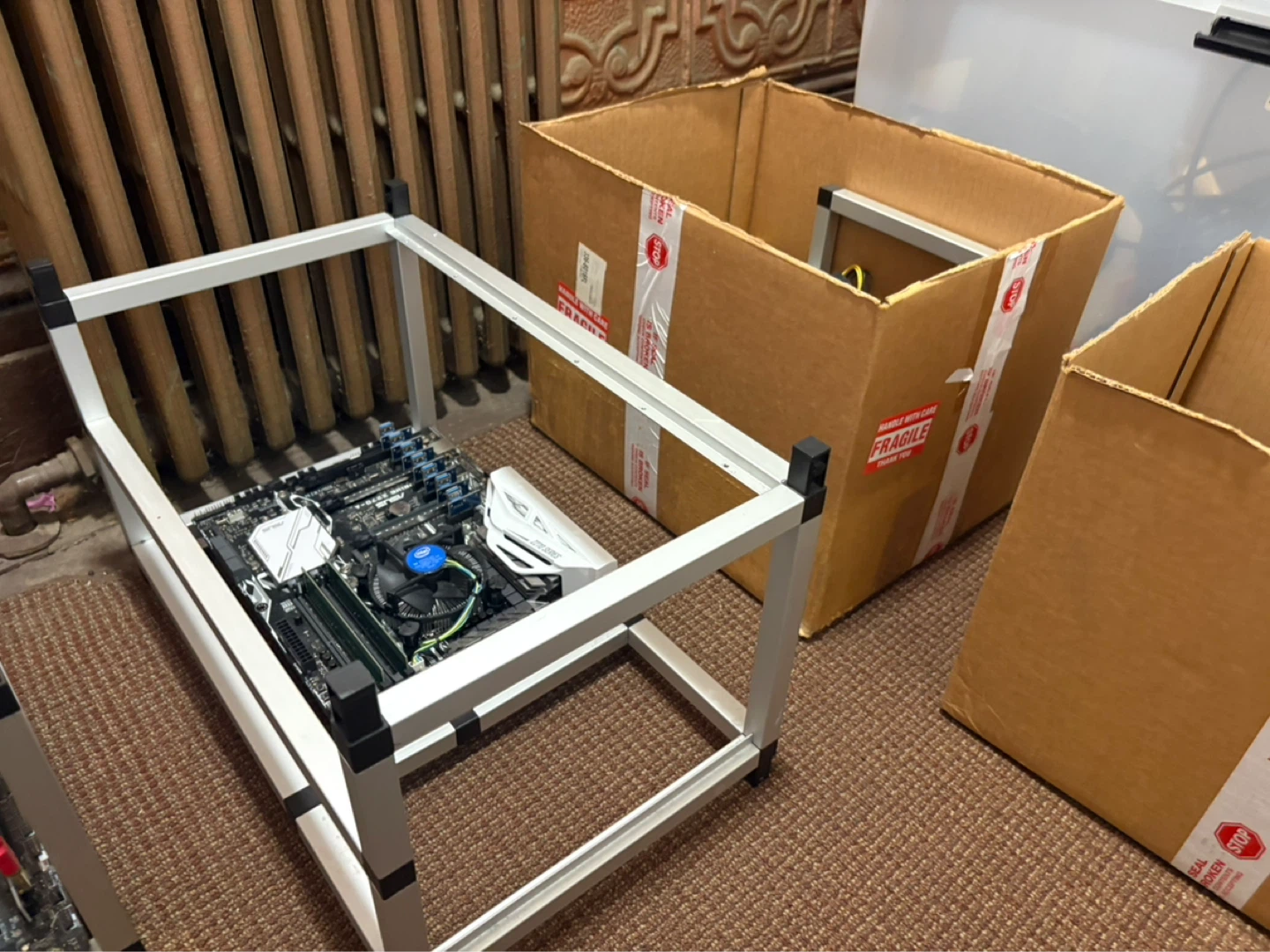 Open Air Mining Rig Frame with Motherboard and PSU - photo 2