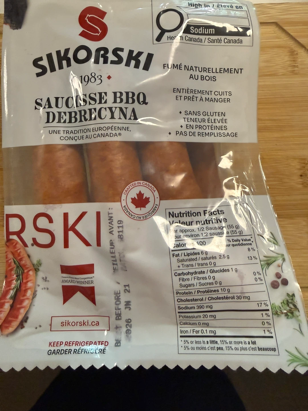Giving away 6 SIKORSKI BBQ SAUSAGES unopened