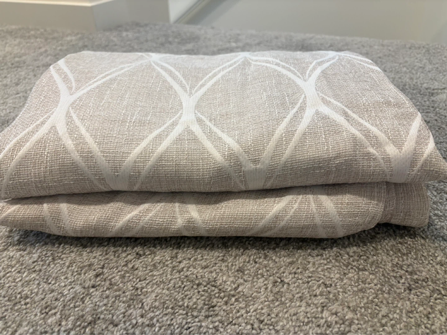 Beige Curtains with Diamond Pattern