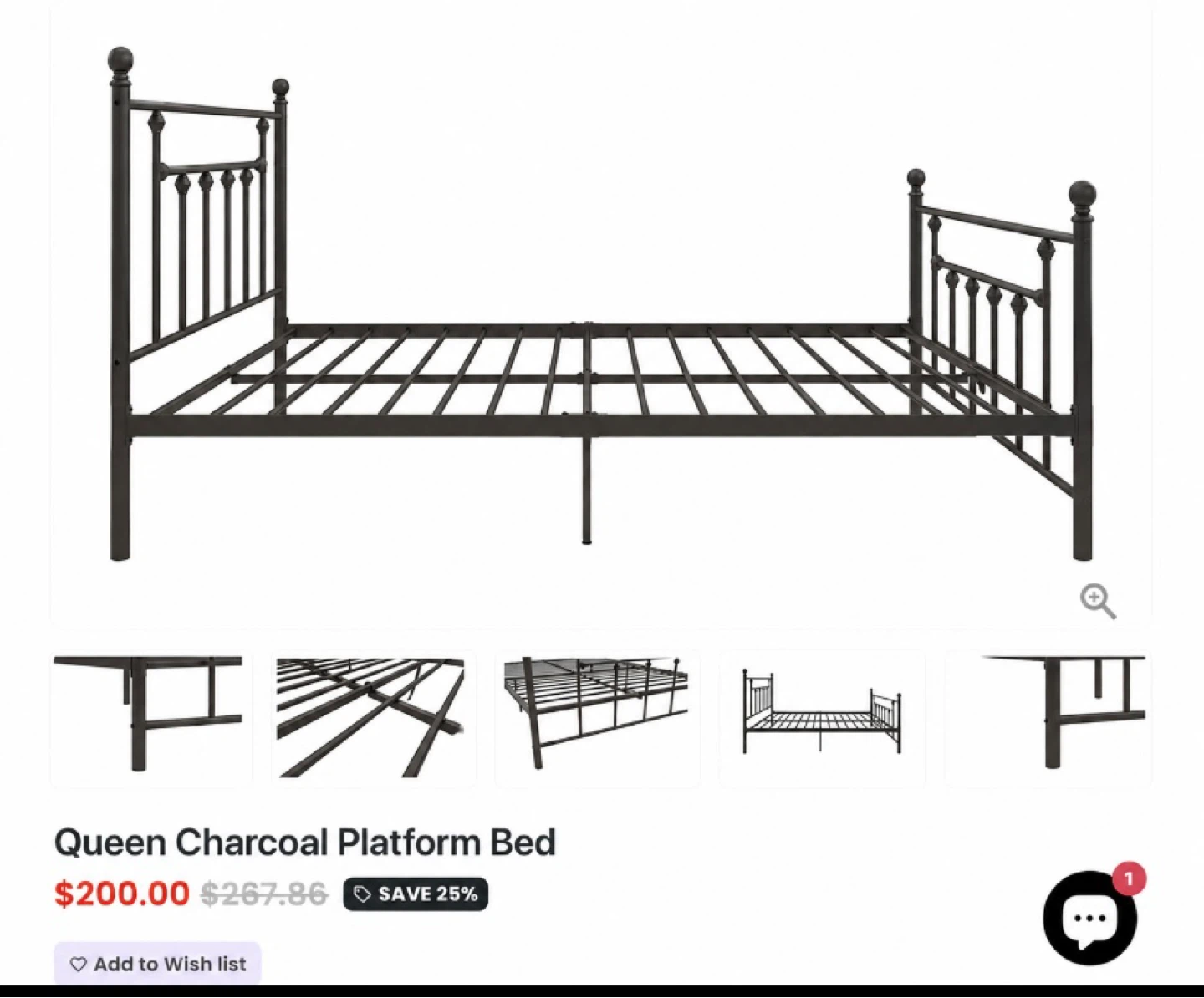 Queen Charcoal Platform Bed Frame - photo 2