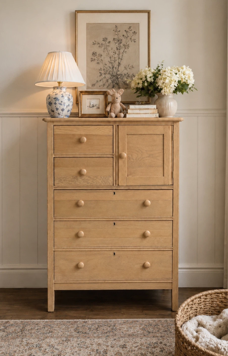 Wooden Chest of Drawers with Cabinet