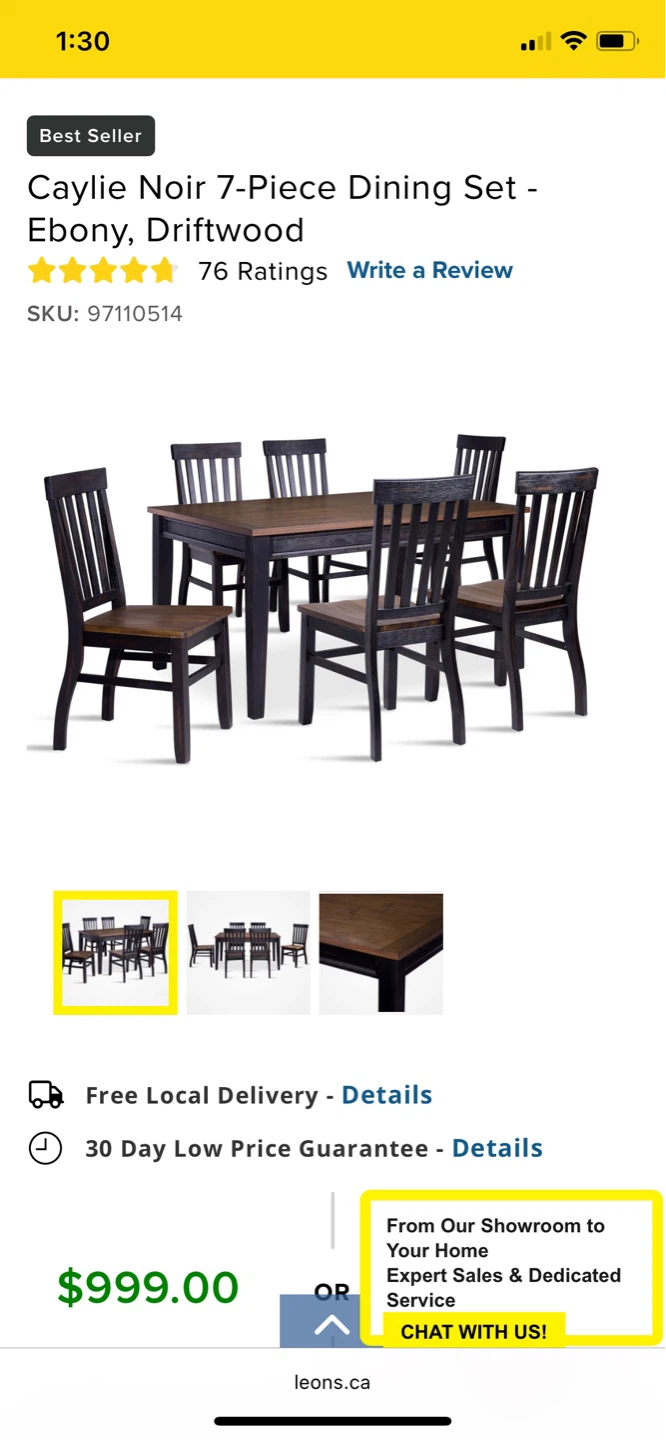 Caylie Noir 6-Piece Dining Set - Ebony, Driftwood - photo 4