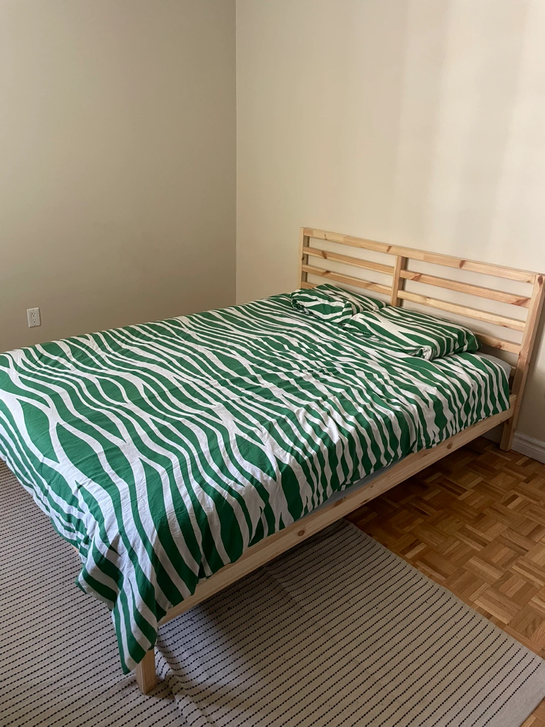 Wooden Bed Frame with Foam Mattress