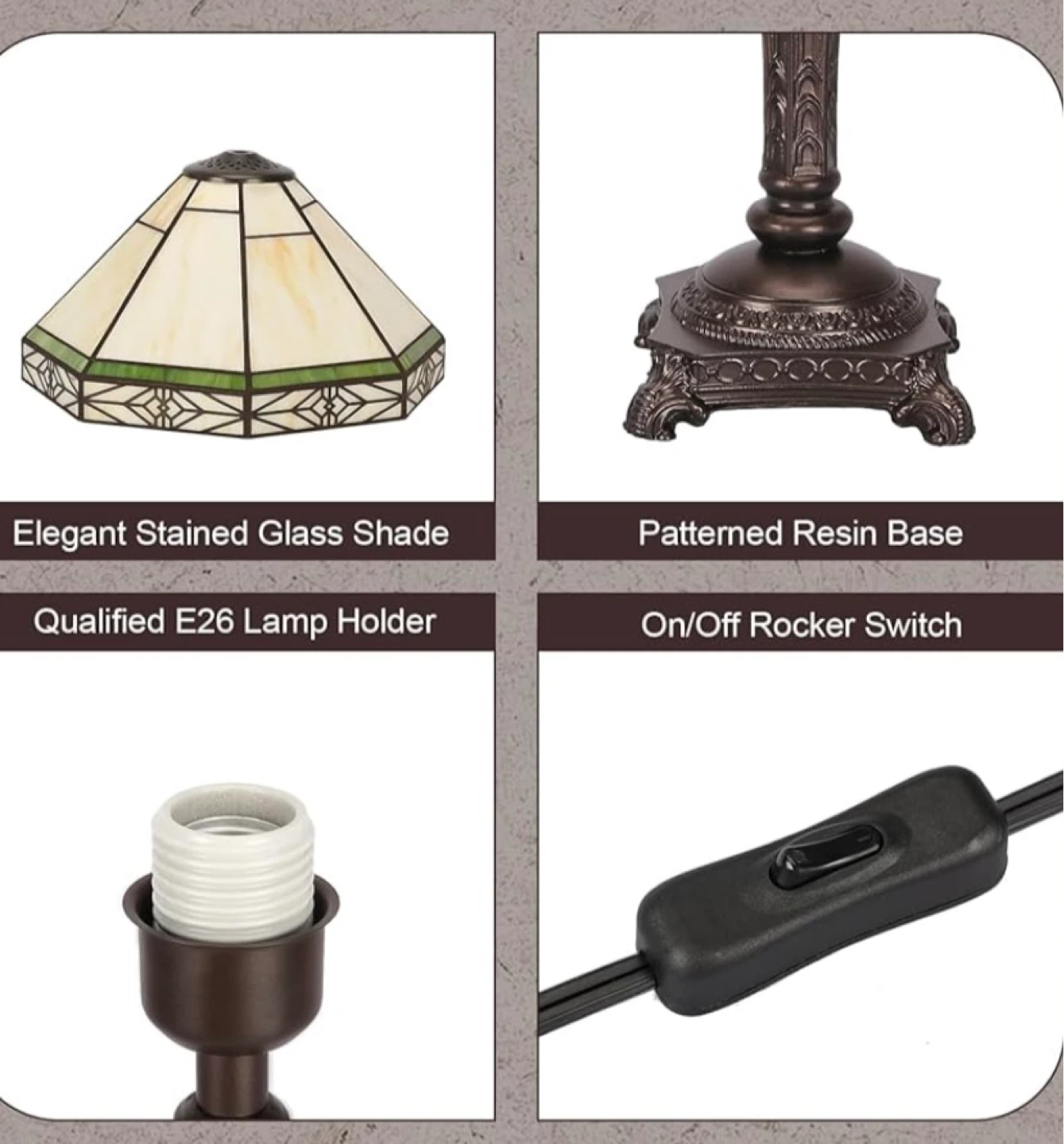New Tiffany Style Stained Glass Shade Table Lamp - photo 4