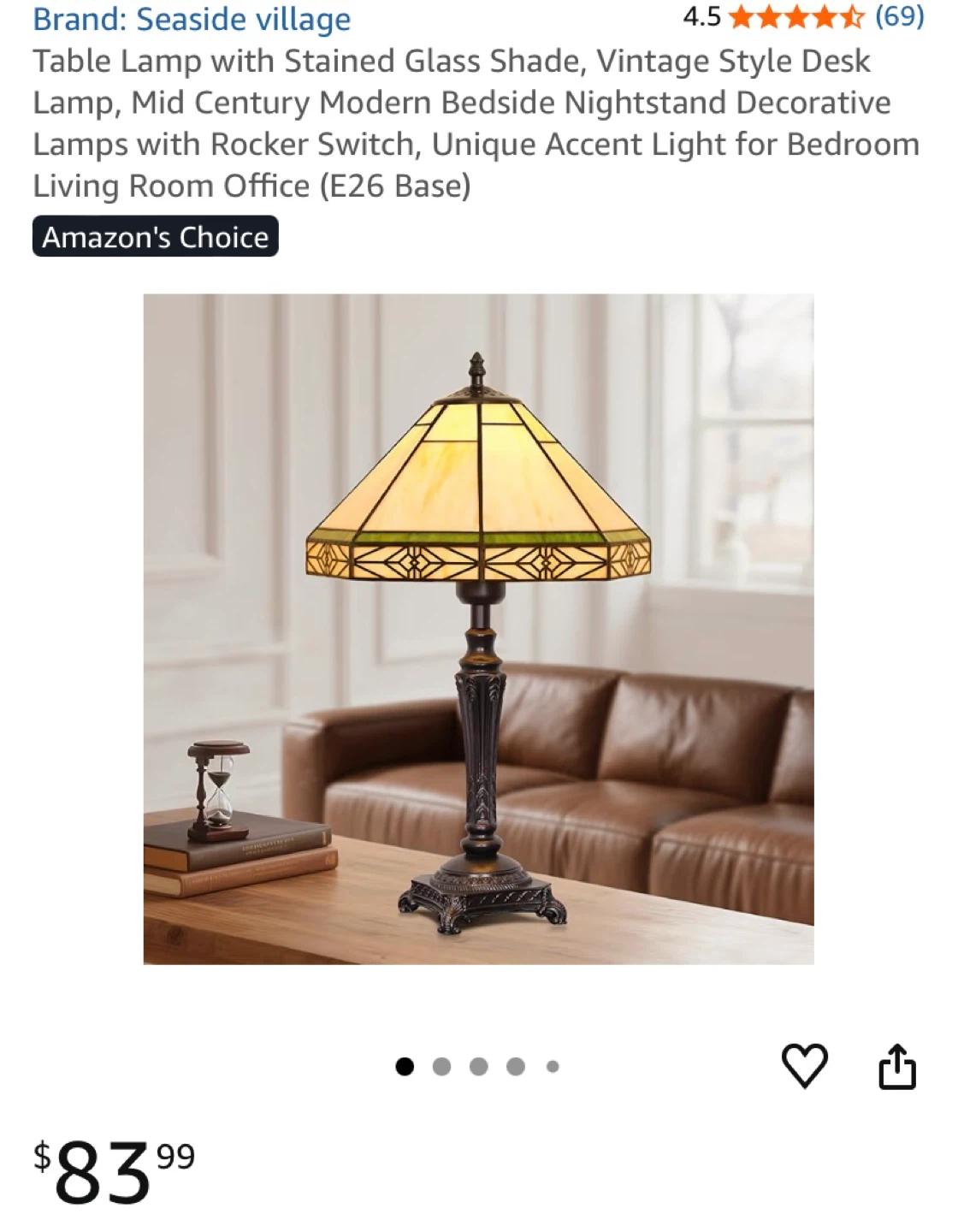 New Tiffany Style Stained Glass Shade Table Lamp - photo 5