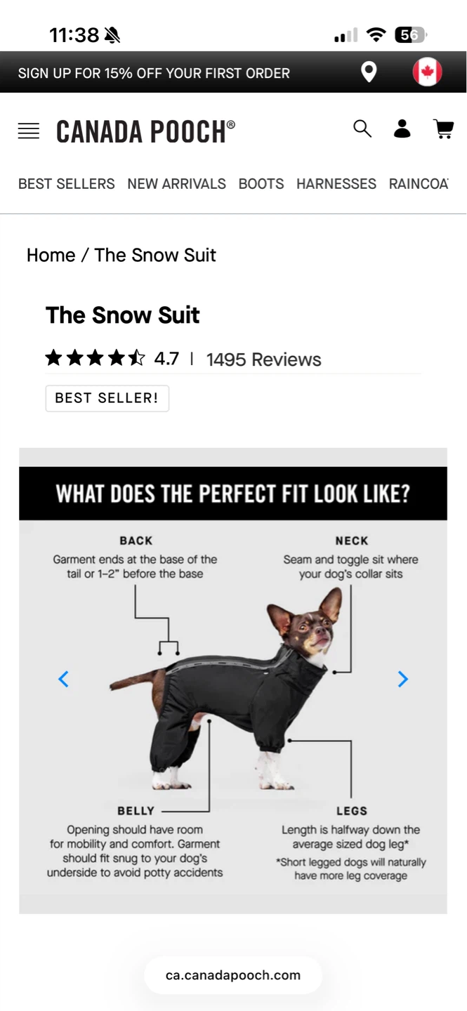 Canada Pooch The Snow Suit Dog Jacket