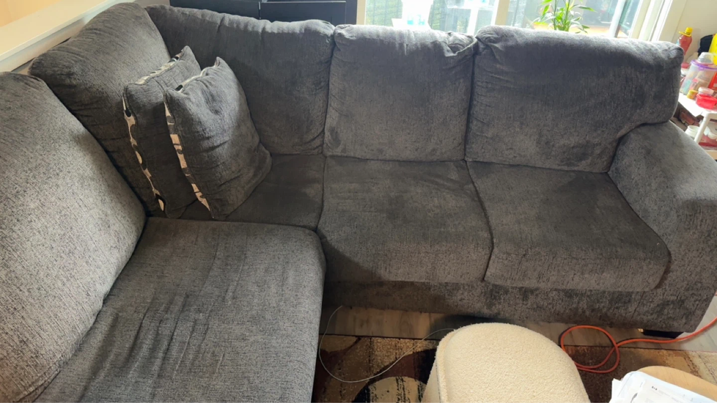 grey L-shaped sectional couch
