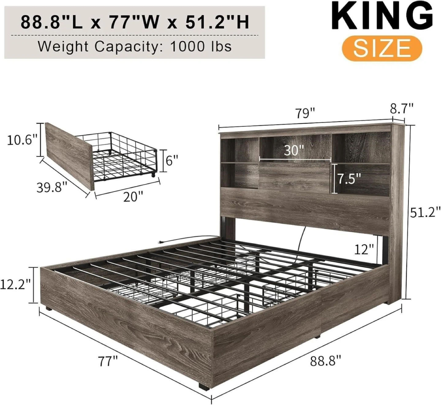 BRAND NEW LED KING SIZE BEd - photo 3