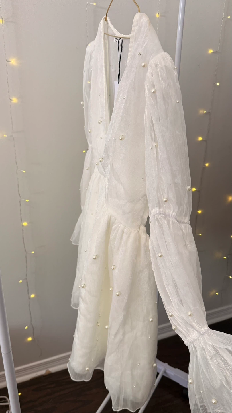 Showpo Solanna Mini Dress | White Pearl | US 14 | Wedding Bridal - photo 4