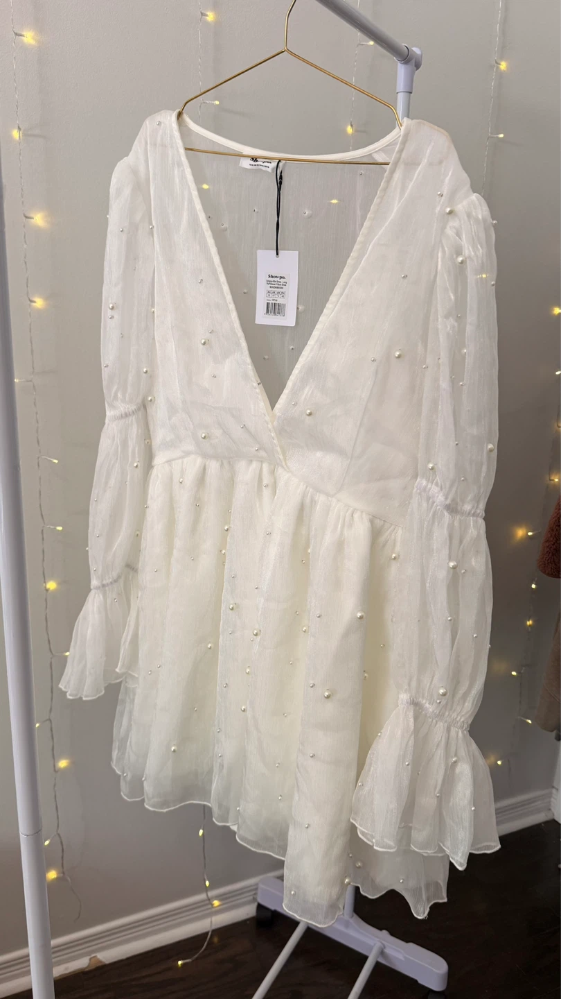 Showpo Solanna Mini Dress | White Pearl | US 14 | Wedding Bridal - photo 3