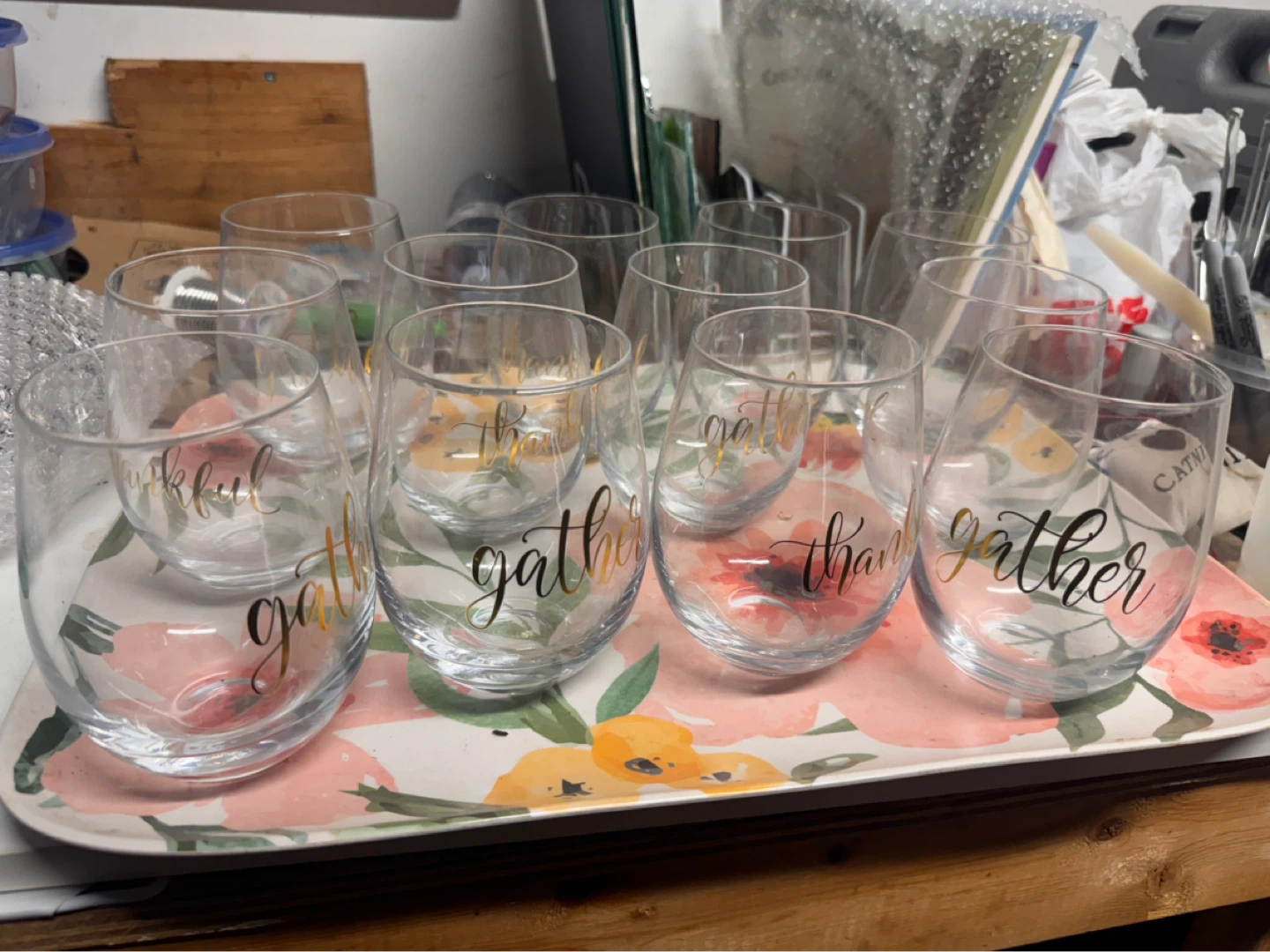 Set of 12 Stemless Wine Glasses