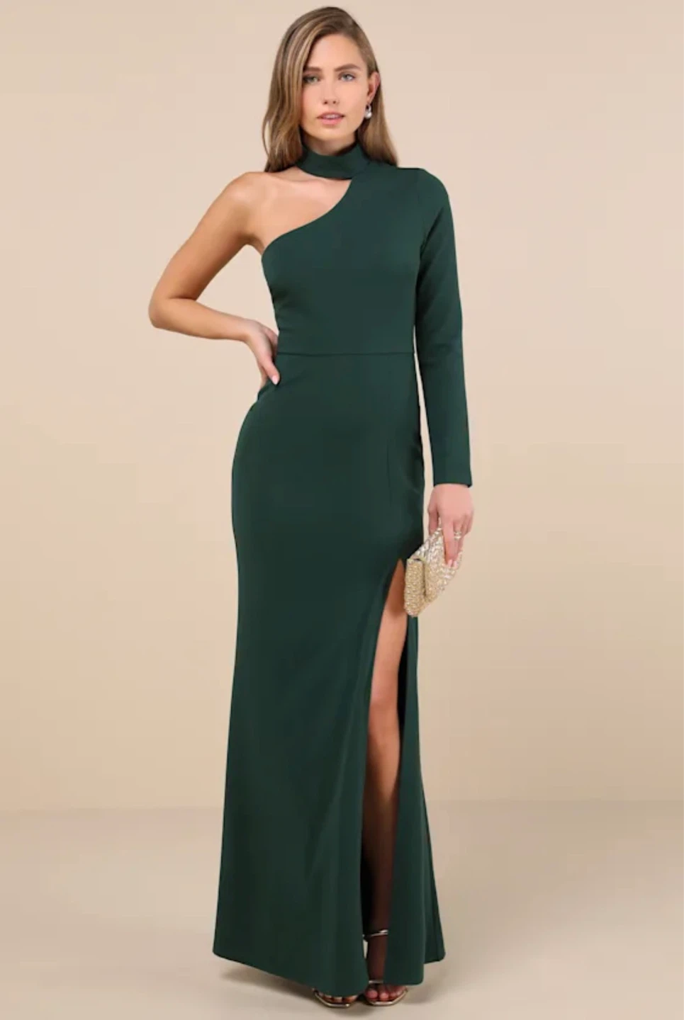 Lulus Emerald One-Shoulder Maxi Dress | XXL | NWT