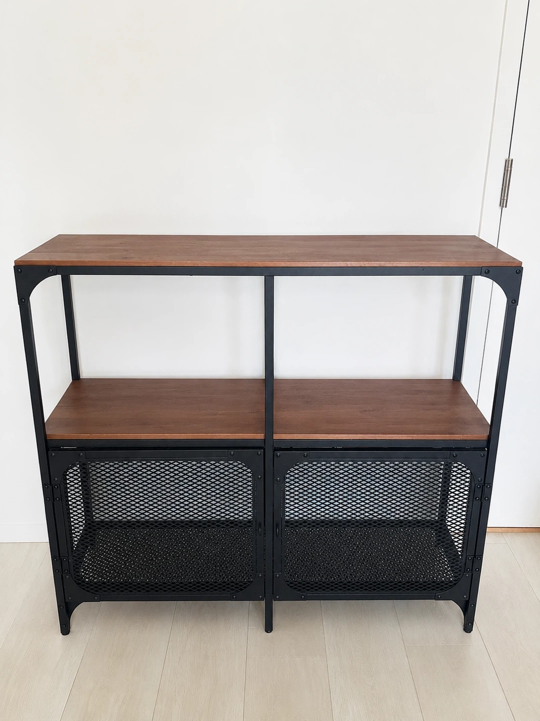 Industrial Style Storage Shelf with Cabinet Doors