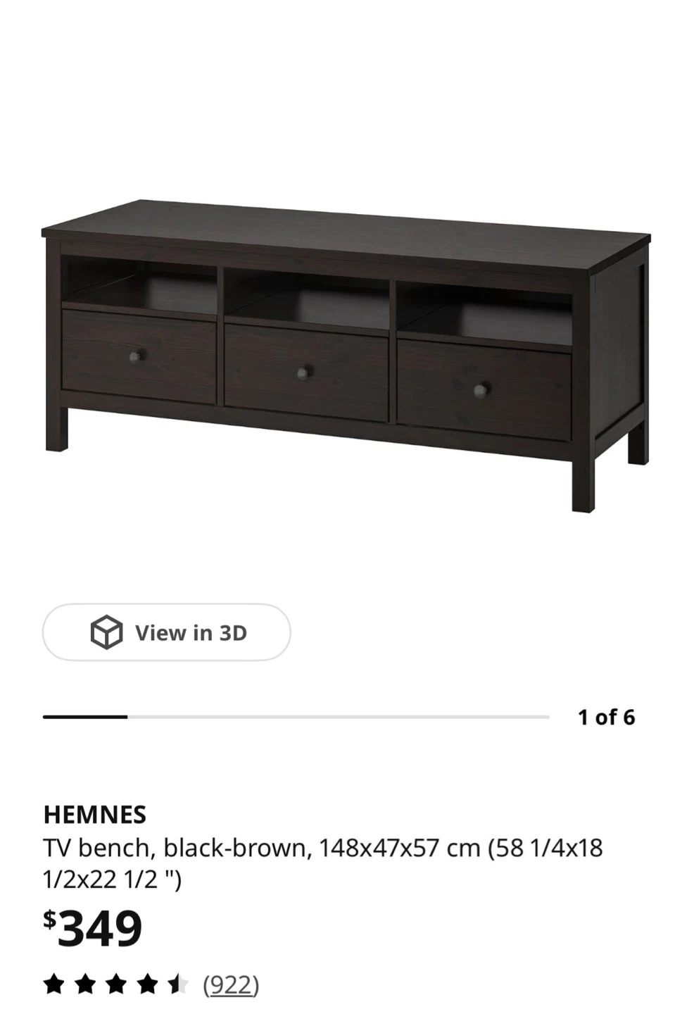 IKEA HEMNES TV Bench - Black-Brown - photo 2