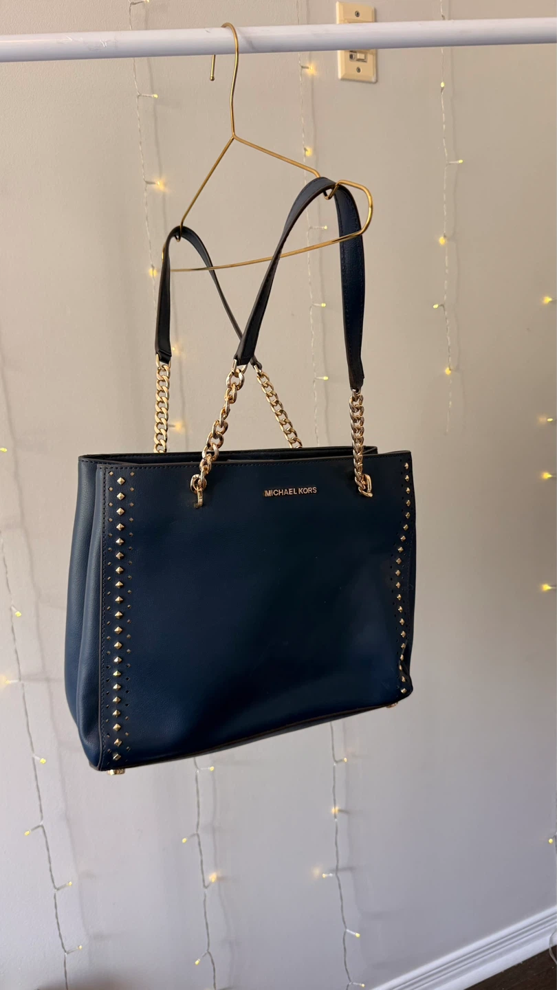 Michael Kors Studded Tote Bag | Navy/Gold | Excellent Condition