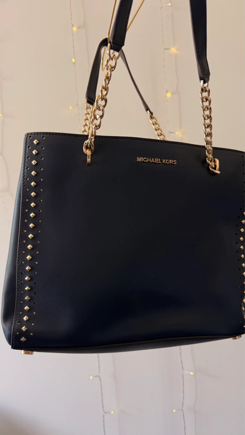 Michael Kors Studded Tote Bag | Navy/Gold | Excellent Condition - photo 2