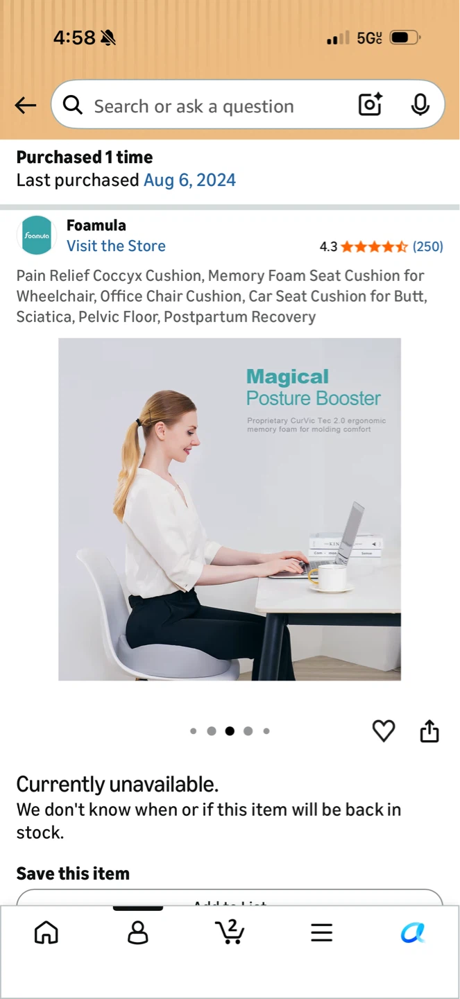 NEW Foamula Pain Relief Coccyx Cushion - photo 3