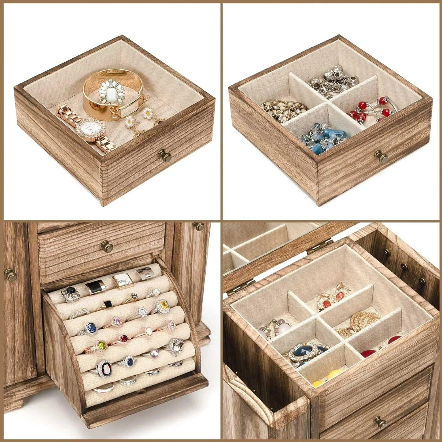 Wooden Jewelry Box Organizer with Mirror - photo 3
