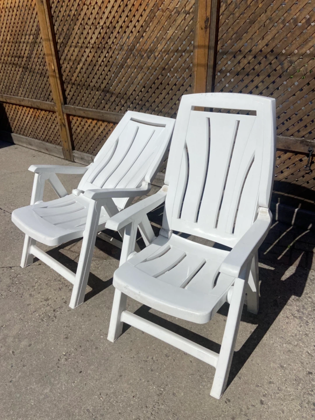 Two White Plastic Lawn Chairs $20 for both - photo 2