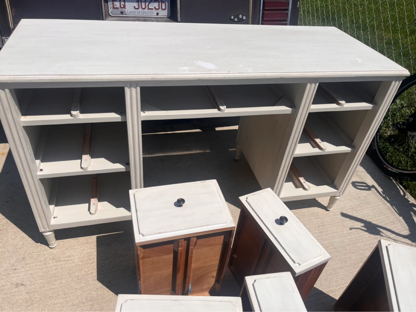 White and Wood Desk with Drawers