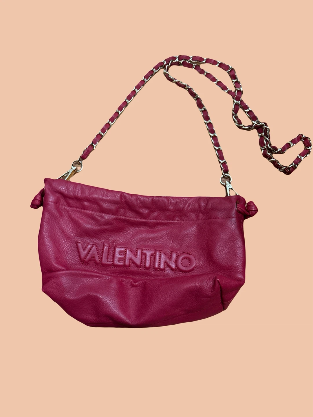 Valentino Red Leather Chain Shoulder Bag