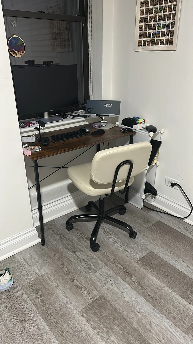 Cream Office Chair with Wheels - photo 2