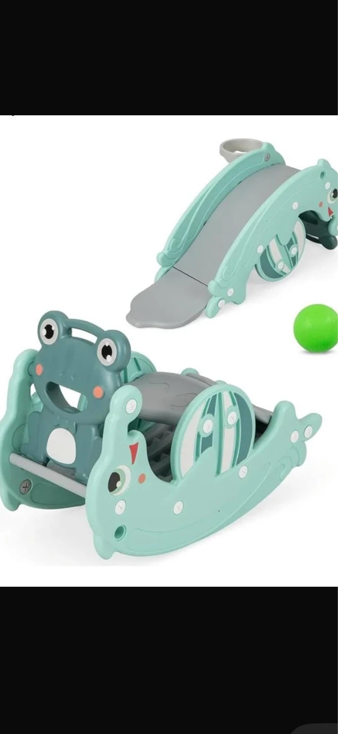 3-in-1 Kids Play Set - Rocking Horse, Slide, Basketball Hoop - photo 3