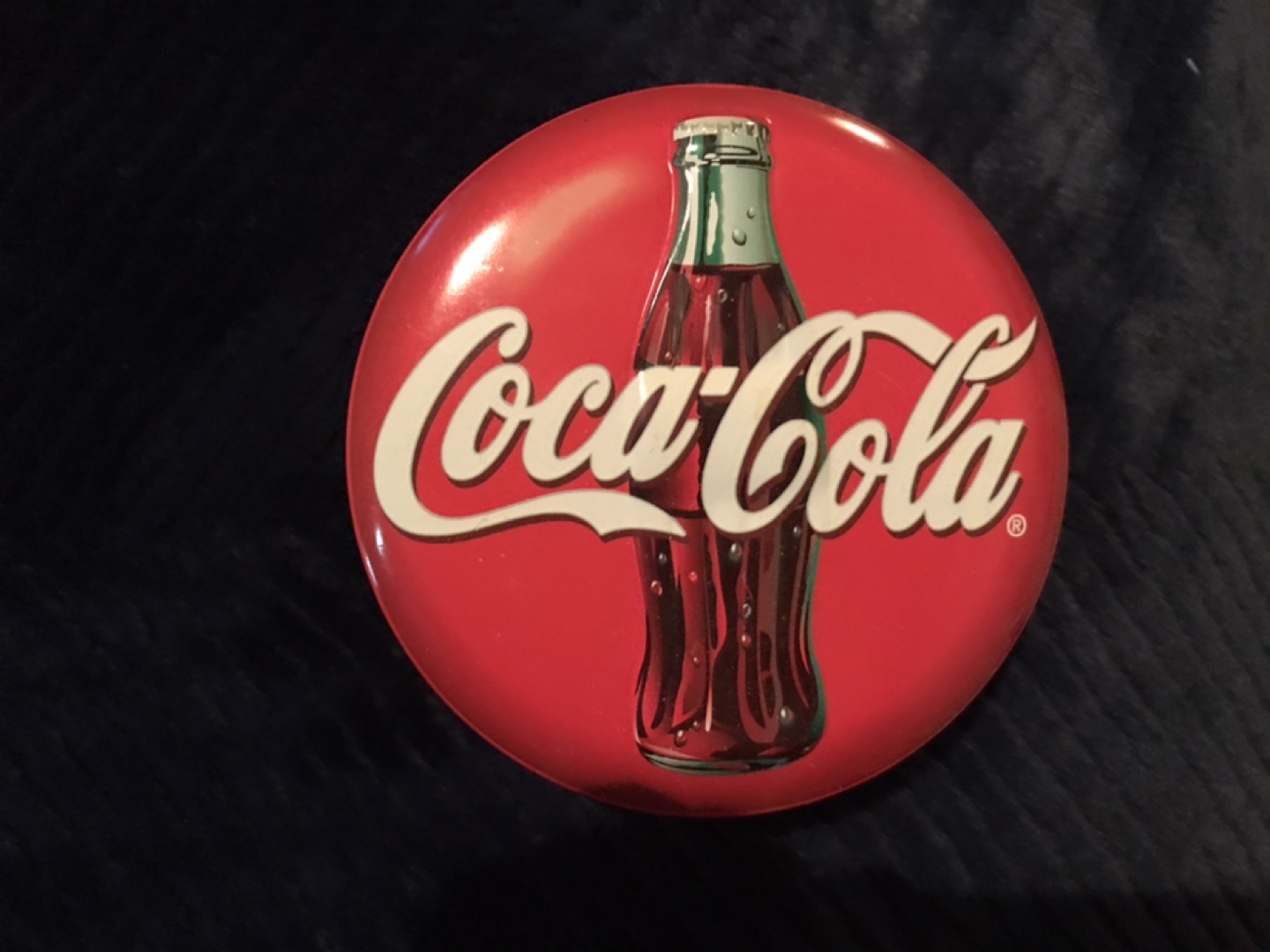 Coca-Cola Red Button Tin 5.5” X 2” deep