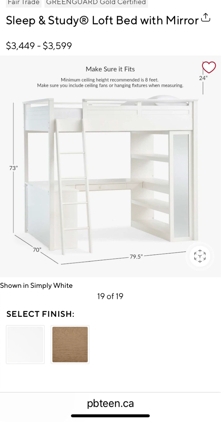 PB Teen Sleep & Study Loft Bed with cork board - photo 3