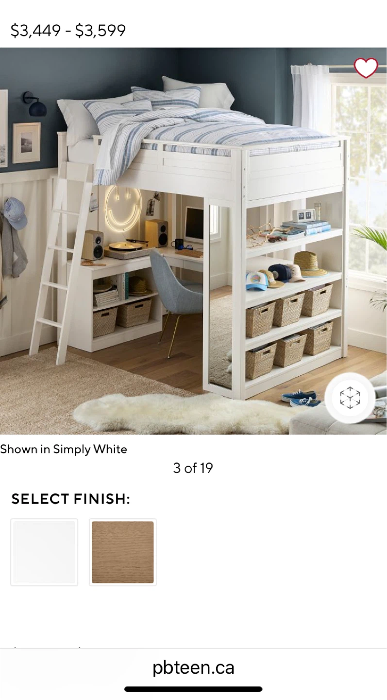 PB Teen Sleep & Study Loft Bed with cork board - photo 2