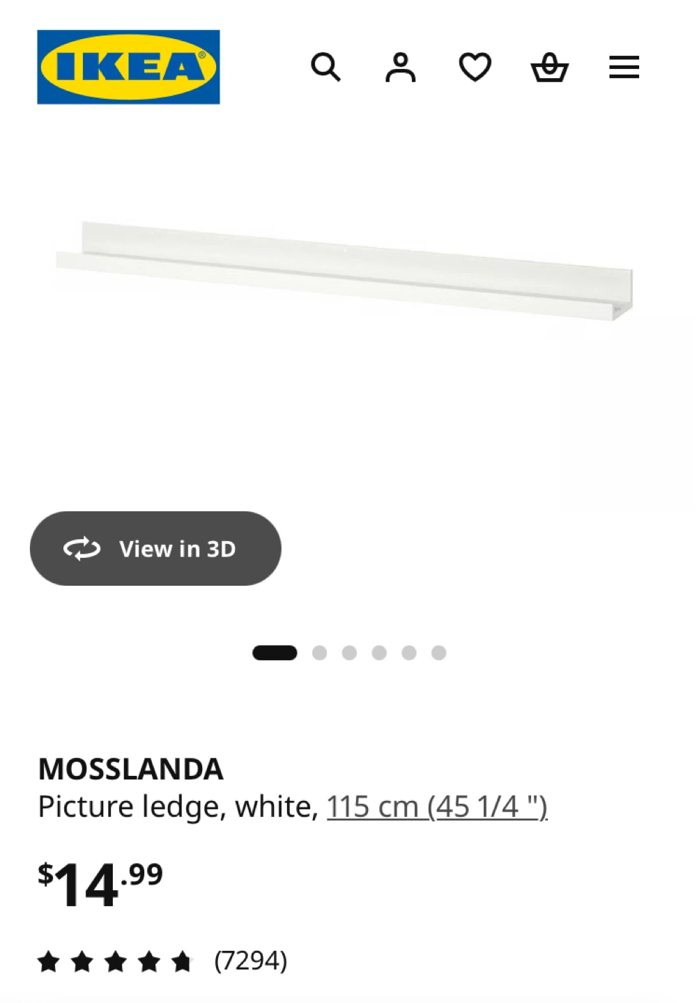 12 IKEA MOSSLANDA Picture Ledge - White - photo 2