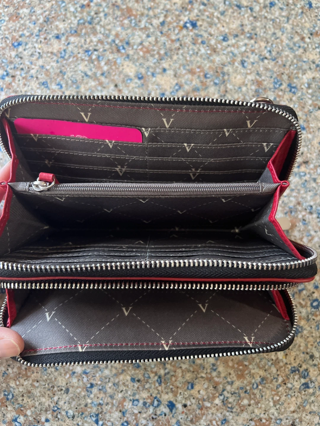 Vince Camuto Red Leather Double Zip Wallet Wristlet - photo 5