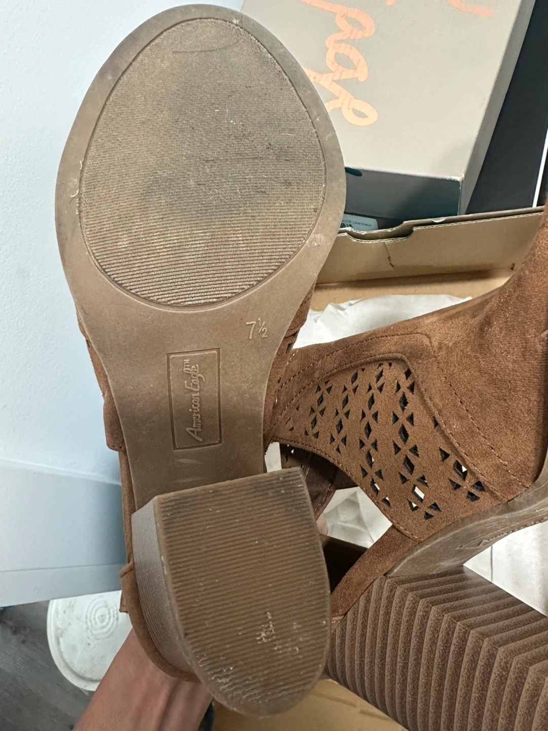 American Eagle Brown Suede Cutout Booties - photo 5
