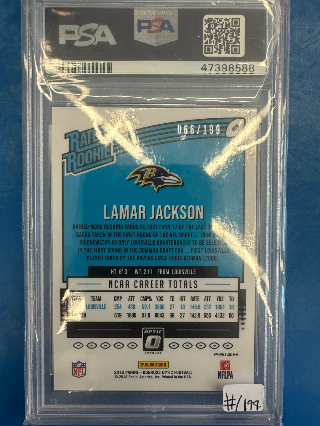 2018  Optic Lamar Jackson Rated Rookie Orange 066/199 - photo 2