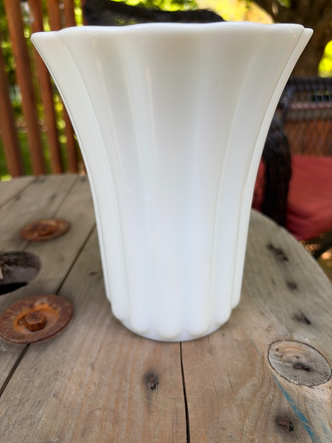 Vintage White Milk Glass Fluted Vase