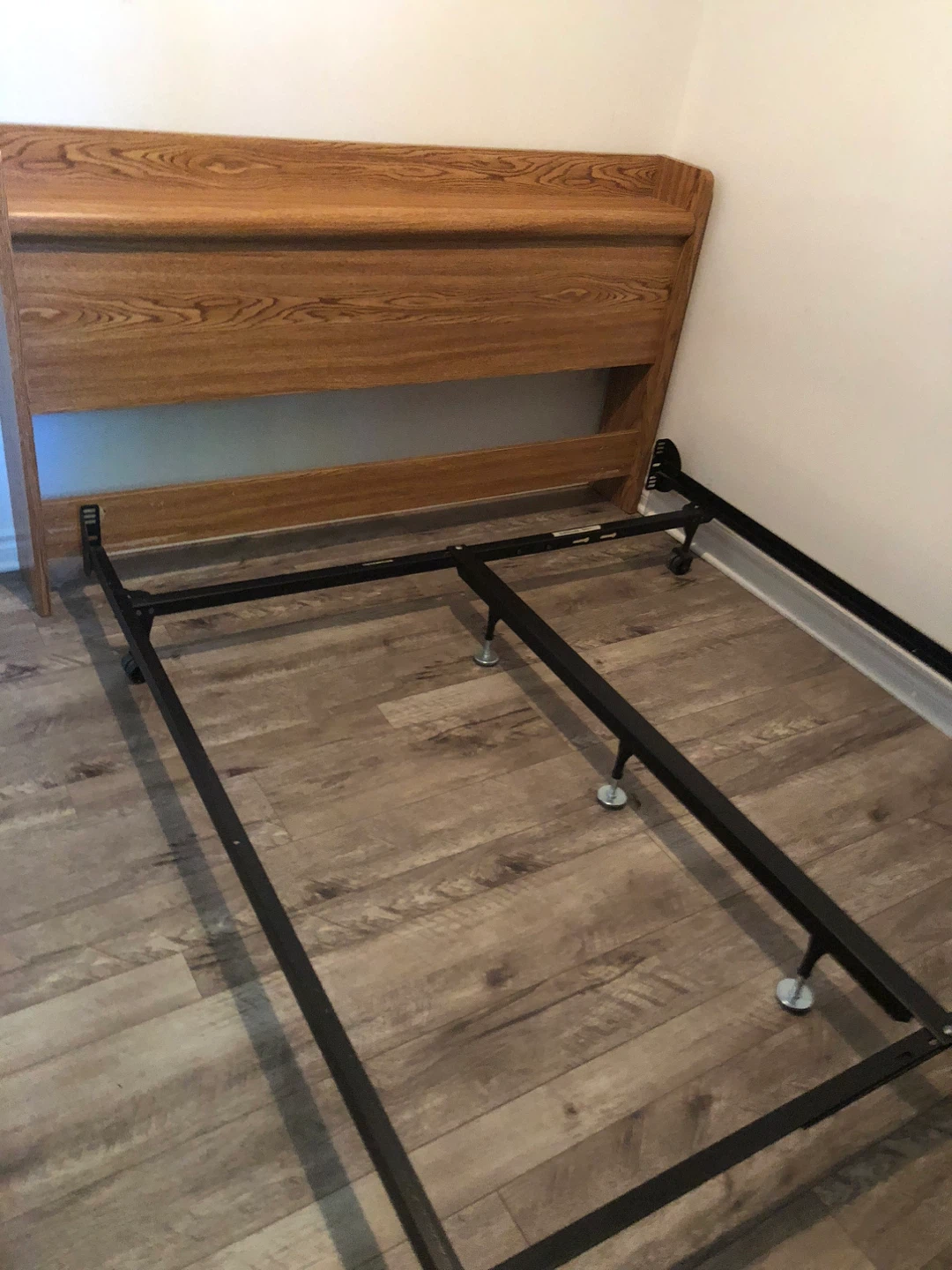 Oak Headboard and Metal Bed Frame - photo 3