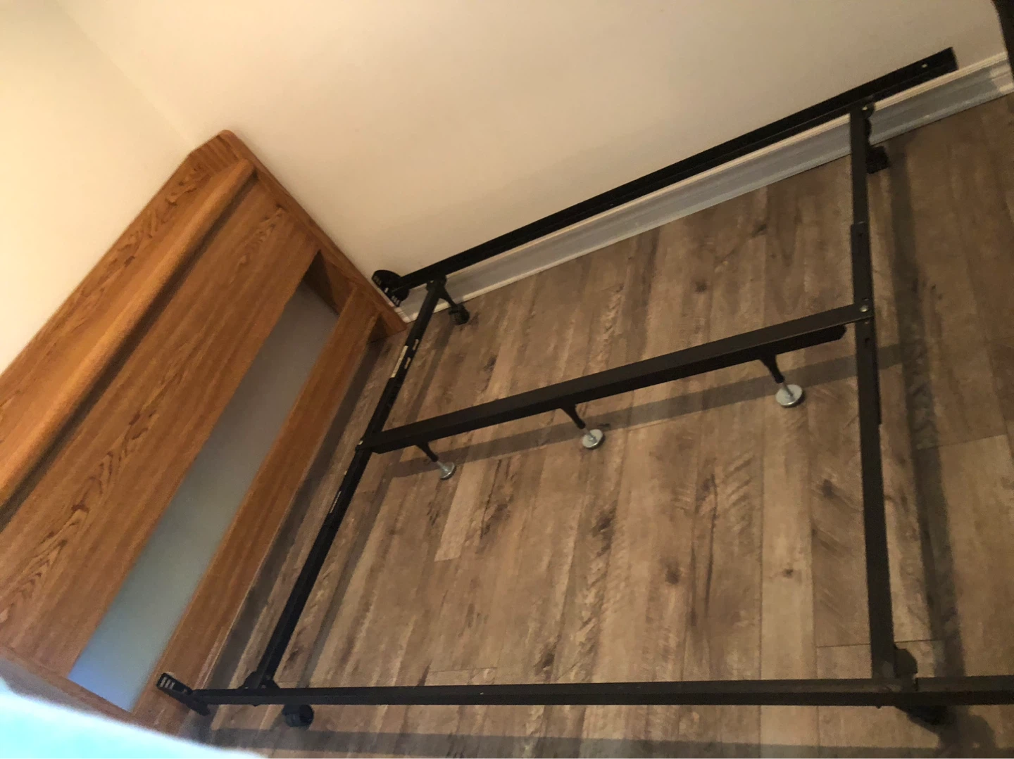 Oak Headboard and Metal Bed Frame - photo 2
