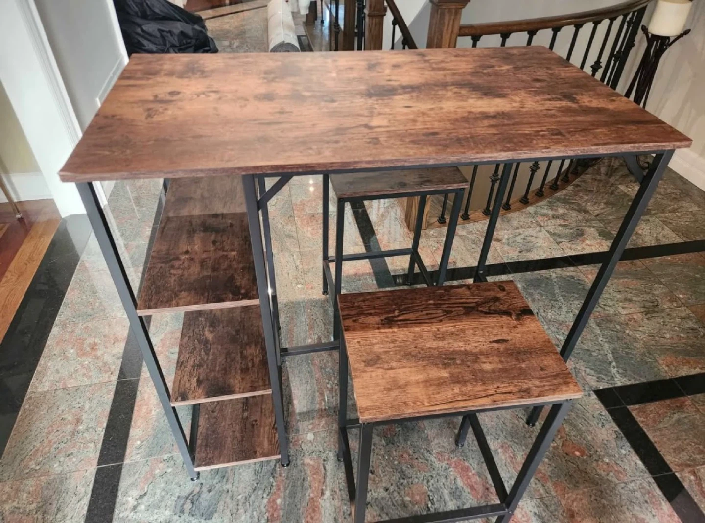 Rustic Wood Dining Table Set with Shelving - photo 2