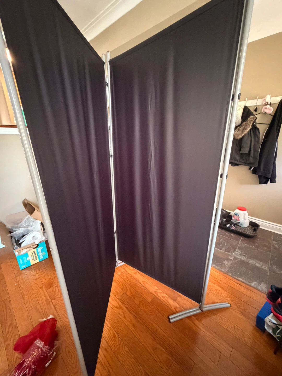 Black Portable Room Divider Screen