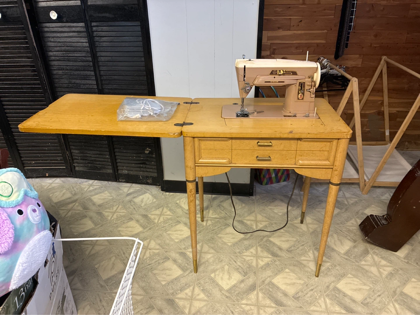Singer sewing machine in a table