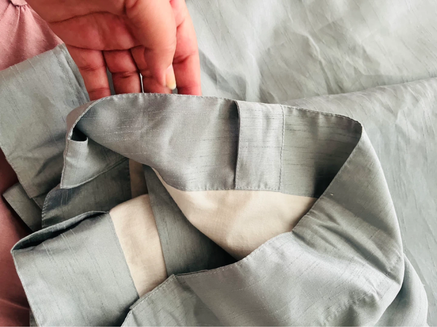 Silk Light Blue Curtains (Pair)
