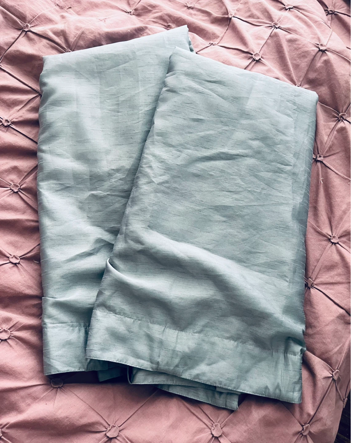 Silk Light Blue Curtains (Pair) - photo 2