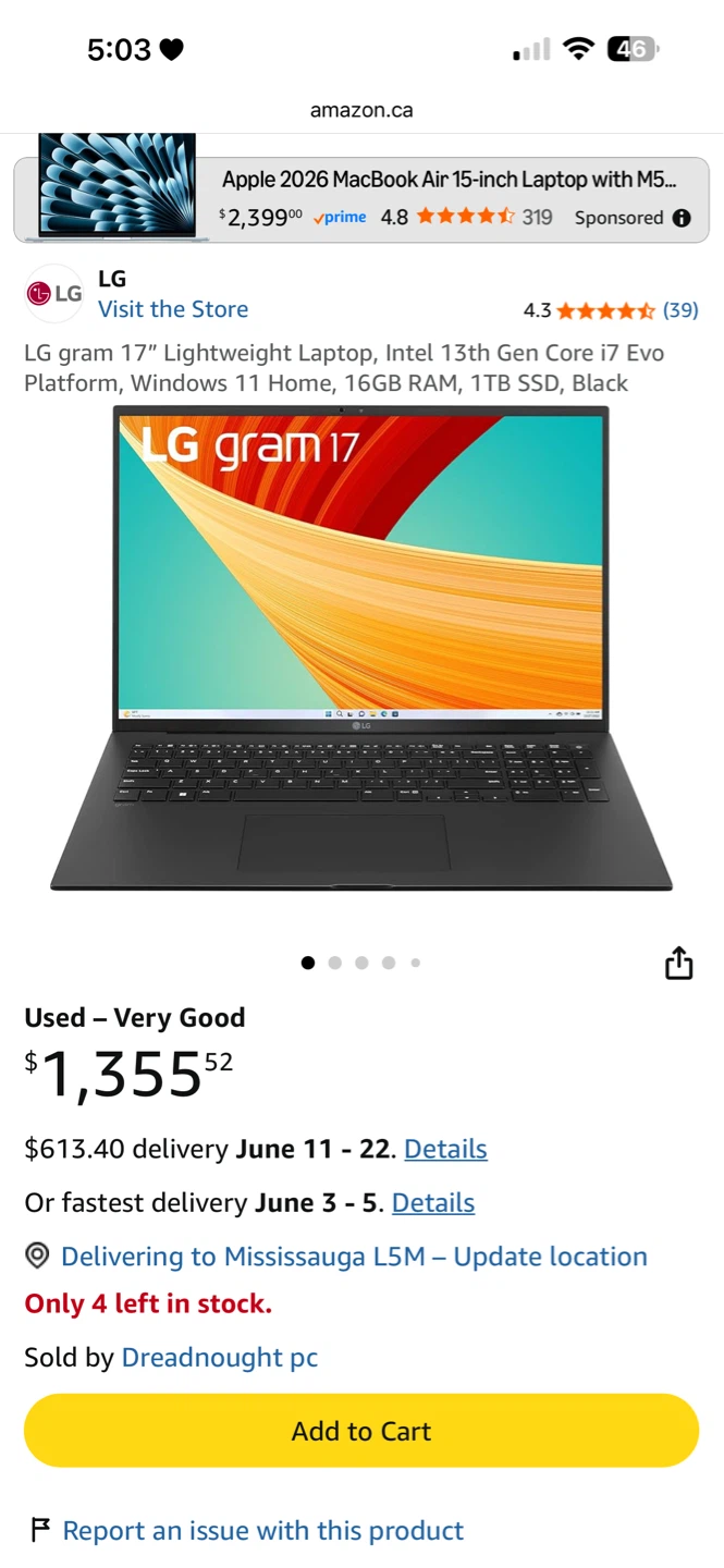 LG Gram 15" Laptop - Intel Core Ultra 7