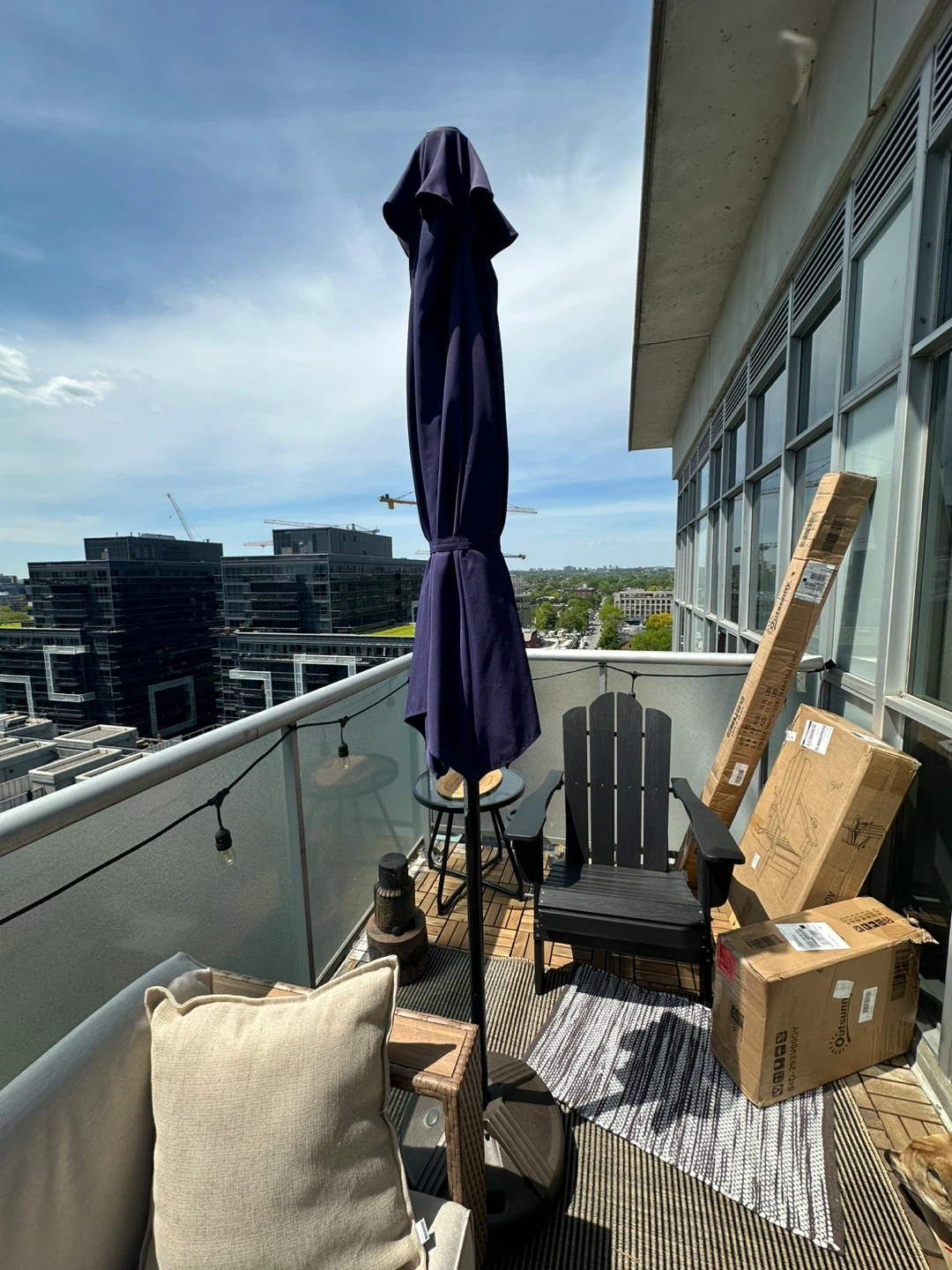 Purple Patio Umbrella with Base