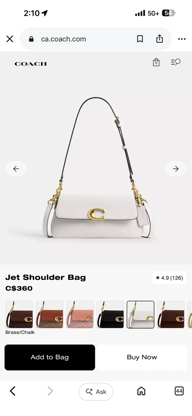 Coach Jet Shoulder Bag - Brass/Chalk - photo 2